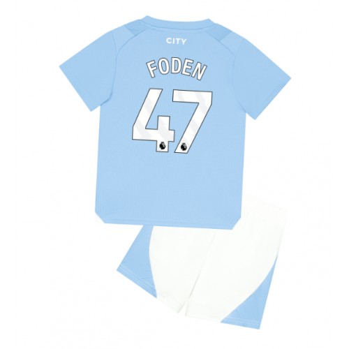 Maillot de foot Manchester City Phil Foden #47 Domicile enfant 2023-24 Manches Courte (+ pantalon court)